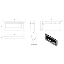 Biocamino 150 cm da parete - London con inserto e vetro