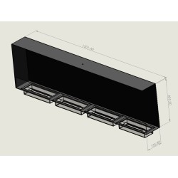 Biocamino filomuro 150cm aperto a destra - chalet DX F 4 bruciatori