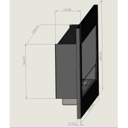 Biocamino da parete  150x60x18 cm con 3 bruciatori regolabili mod. Venezia Nero