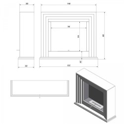 Biocamino121,2 x 98,3  x 33,2  cm  mod Quarere bianco camino camini