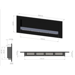 Biocamino 180 cm Rosso da parete Oscar 12 kw