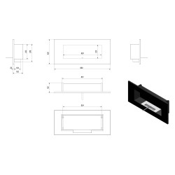 Biocamino 90cm a Parete mod serie QUBE camino Cube Eco